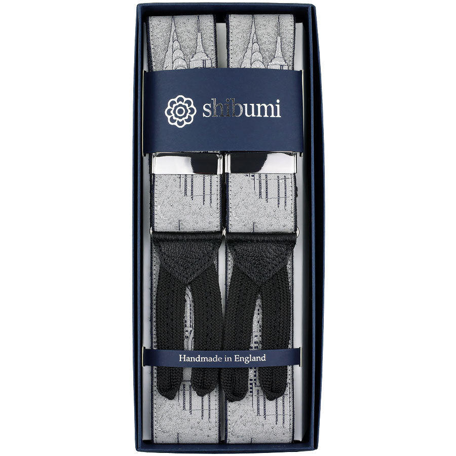 New York Skyline Silk Braces - Grey - Limited to 500