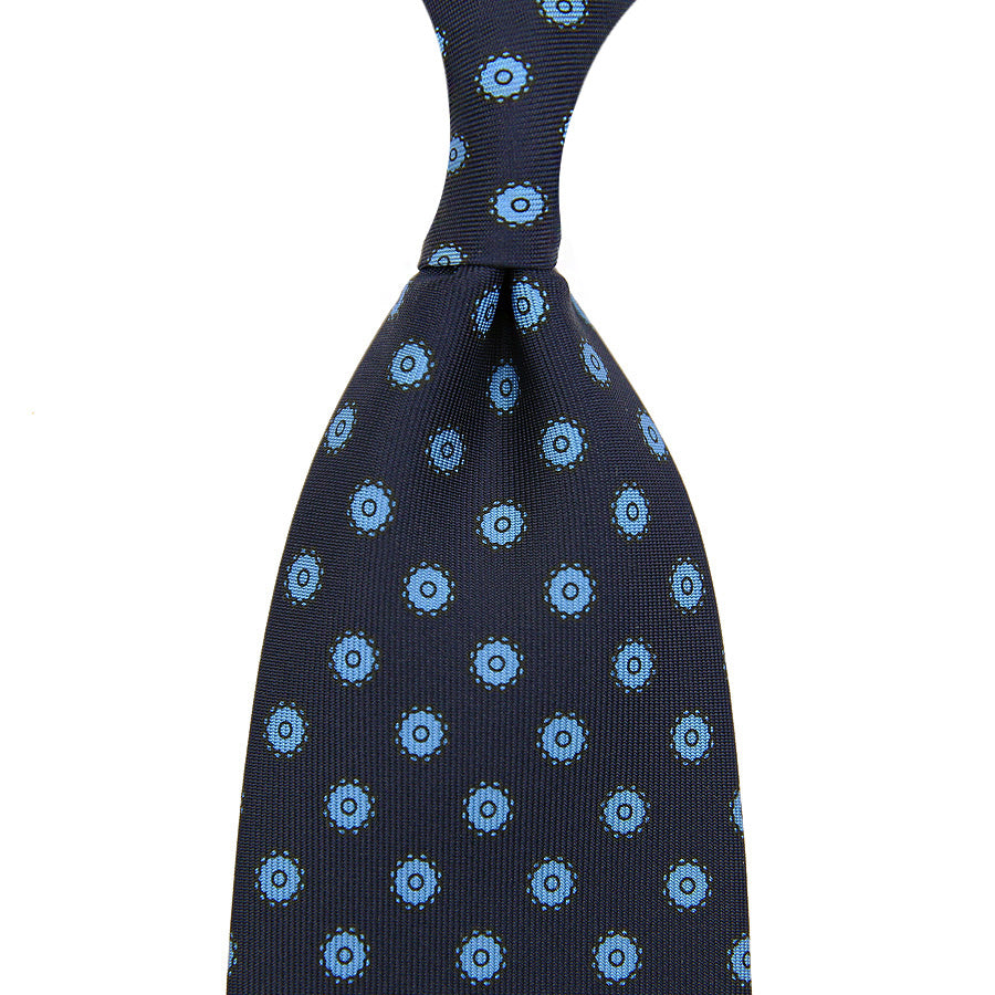 Shadow Printed Silk Tie - Midnight - Hand-Rolled