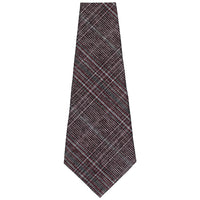 Checked Bespoke Wool Tie - Burgundy / Grey