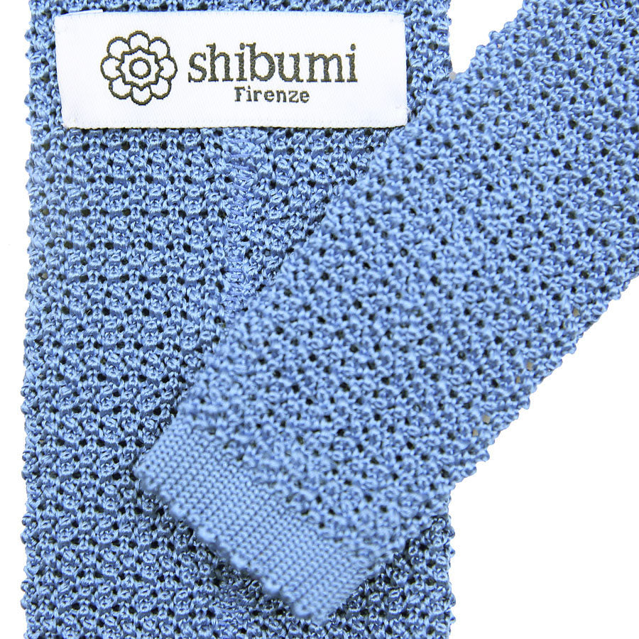 Crunchy Silk Knit Tie - Powder Blue