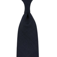 VBC Glencheck Wool Tie - Navy - Hand-Rolled