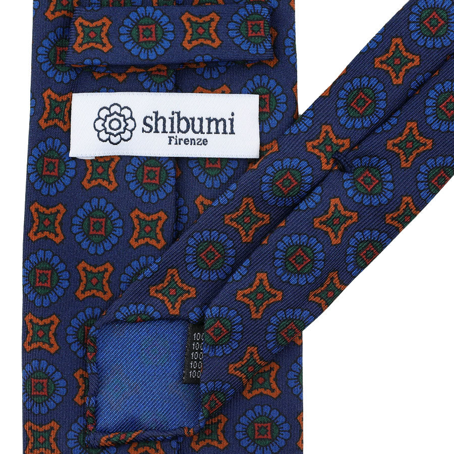 Ancient Madder Silk Tie - Navy - Hand-Rolled