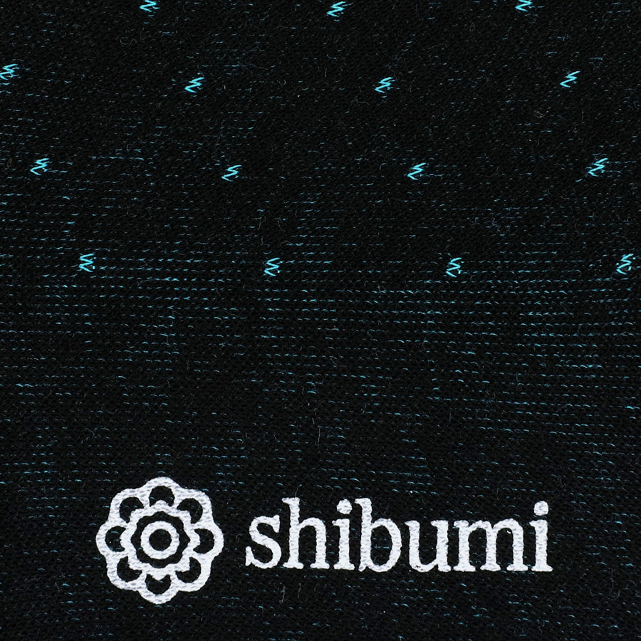 Knee Socks - Dots - Black / Blue Sea - Pure Cotton