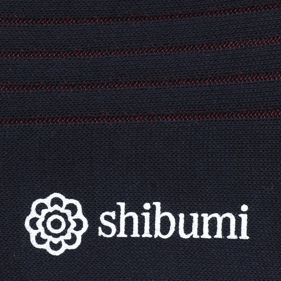 Knee Socks - Shadow Stripes - Navy / Burgundy - Wool
