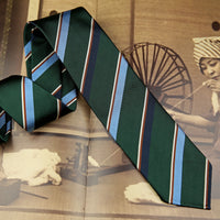 Bespoke Repp Stripe Silk Tie - Forest Green
