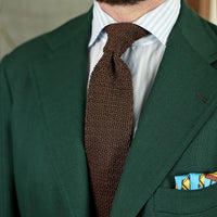 Crunchy Silk Knit Tie - Brown