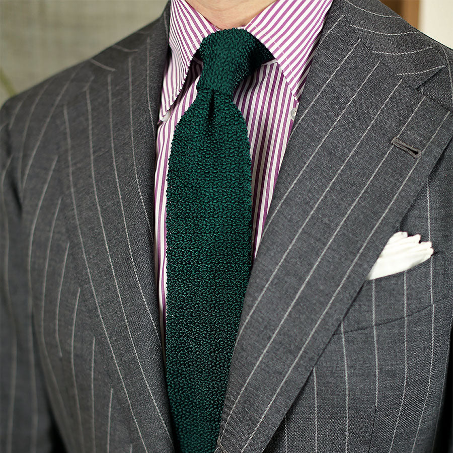 Crunchy Silk Knit Tie - Forest