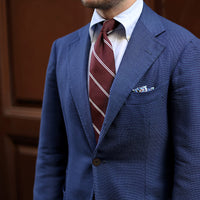 Double Bar Super Repp Stripe Silk Tie - Burgundy - Hand-Rolled