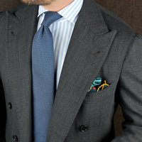 Grenadine / Garza Grossa Tie - Steel Blue - Hand-Rolled