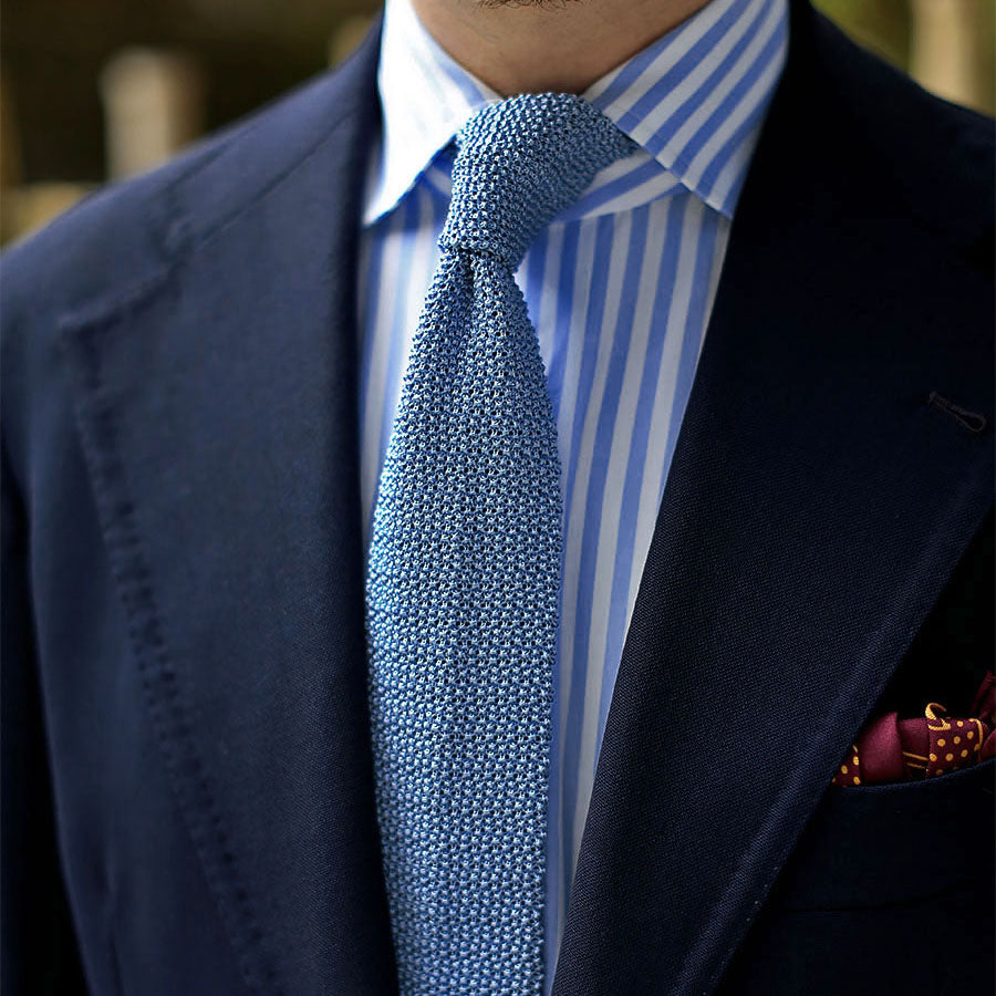 Crunchy Silk Knit Tie - Powder Blue