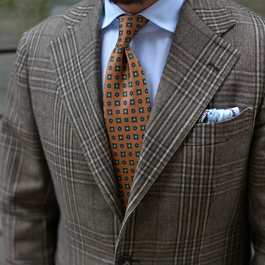Anniversary Collection - Floral Printed Silk Tie - Honey