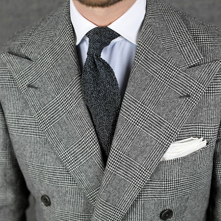 Crunchy Silk Knit Tie - Charcoal Mottled