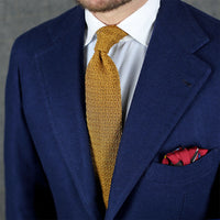 Crunchy Silk Knit Tie - Mustard
