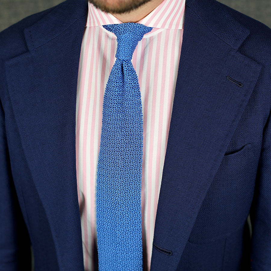 Crunchy Silk Knit Tie - Azure