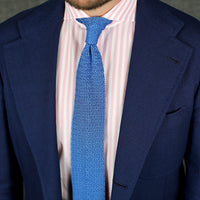 Crunchy Silk Knit Tie - Azure