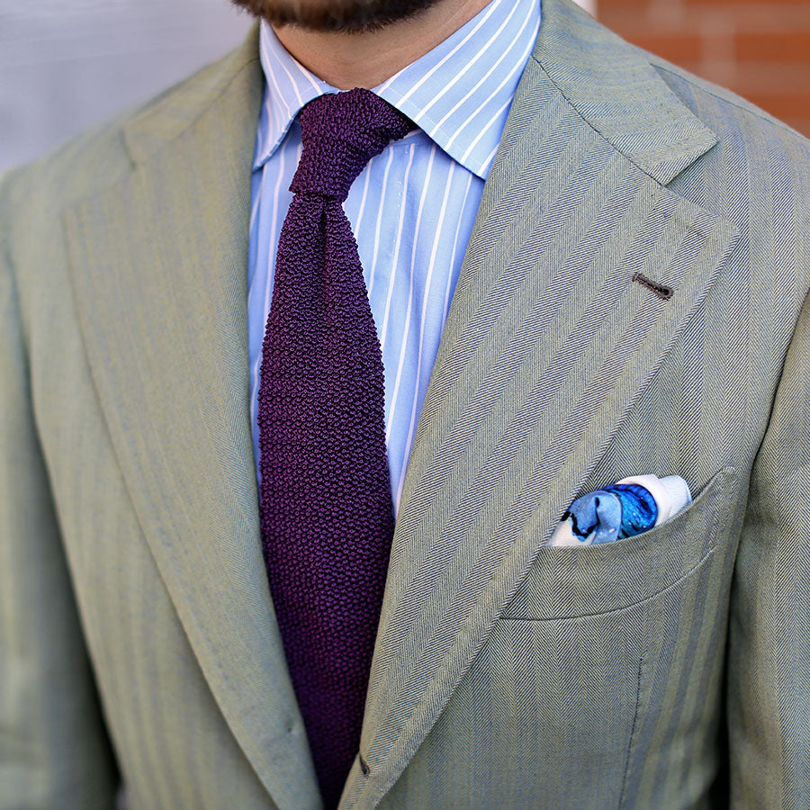 Crunchy Silk Knit Tie - Eggplant