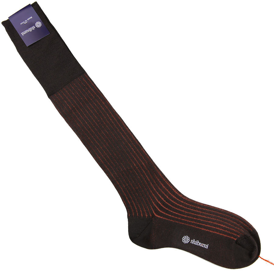 Knee Socks - Shadow Stripes - Brown / Copper - Wool