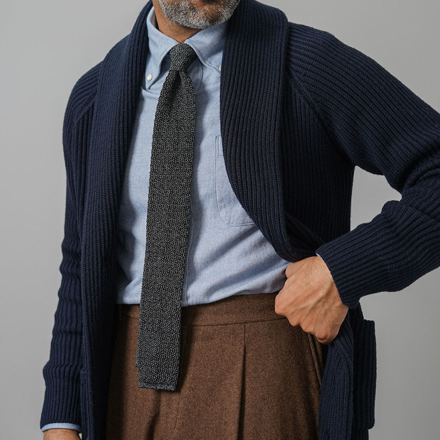 Crunchy Silk Knit Tie - Charcoal Mottled