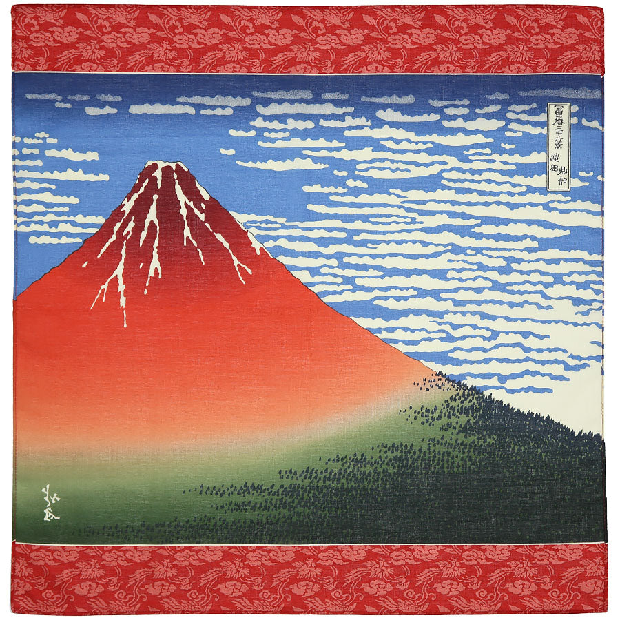 Ukiyo-e Cotton Handkerchief - Red