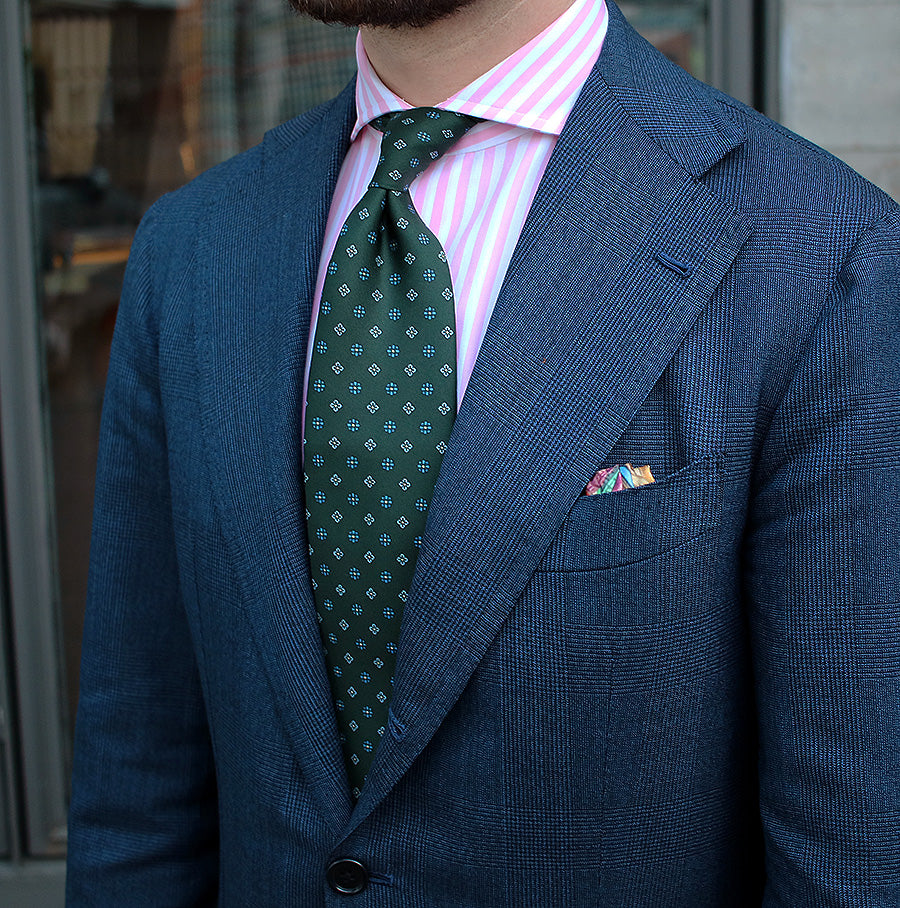 Anniversary Collection - Floral Printed Silk Tie - Madder Green