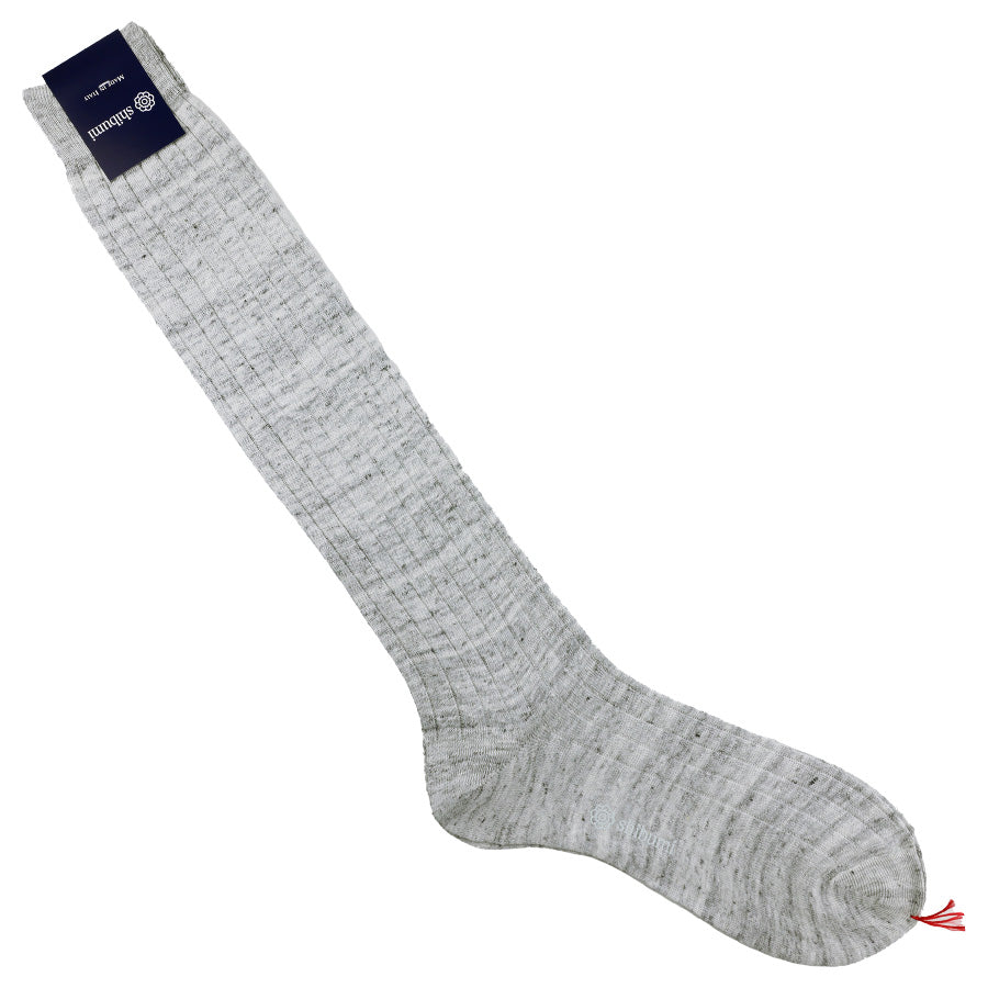 Knee Socks - Ribbed - Light Grey - Linen