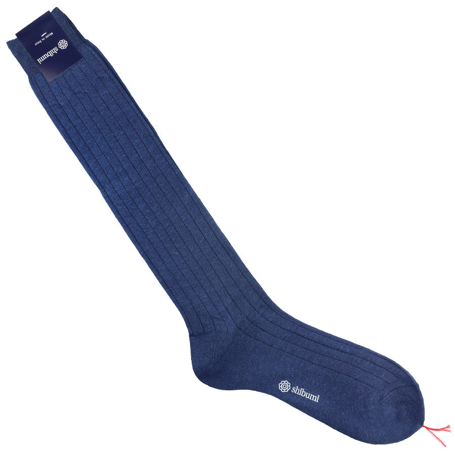 Knee Socks - Ribbed - Light Navy - Linen