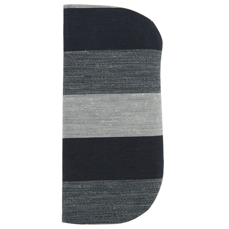 Triple Block Stripe Silk / Linen Glasses Case - Charcoal / Grey / Light Grey