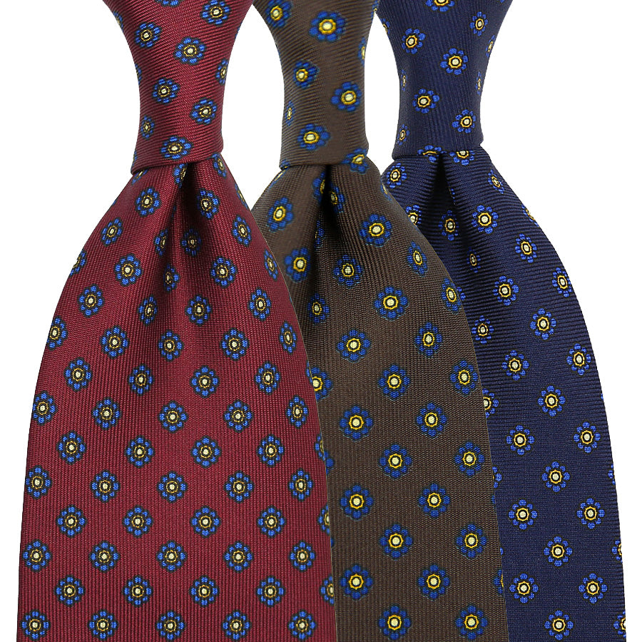 3x Shibumi-Flower Printed Silk Ties - Colors Selectable