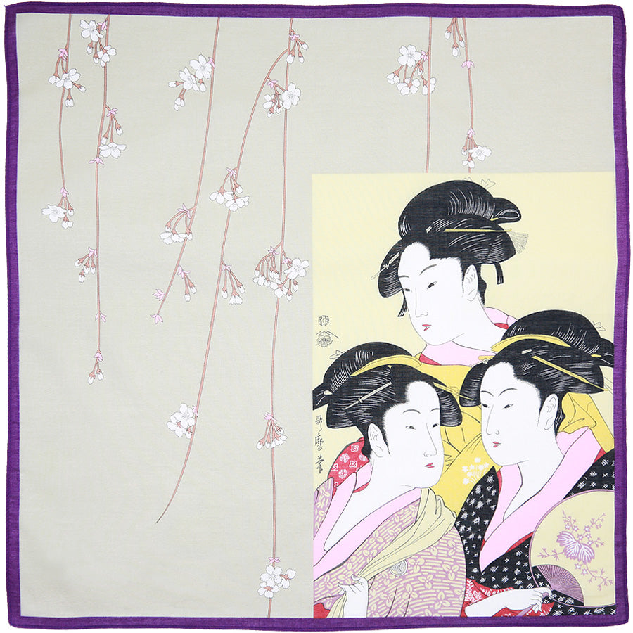 Ukiyo-e Cotton Handkerchief - Purple