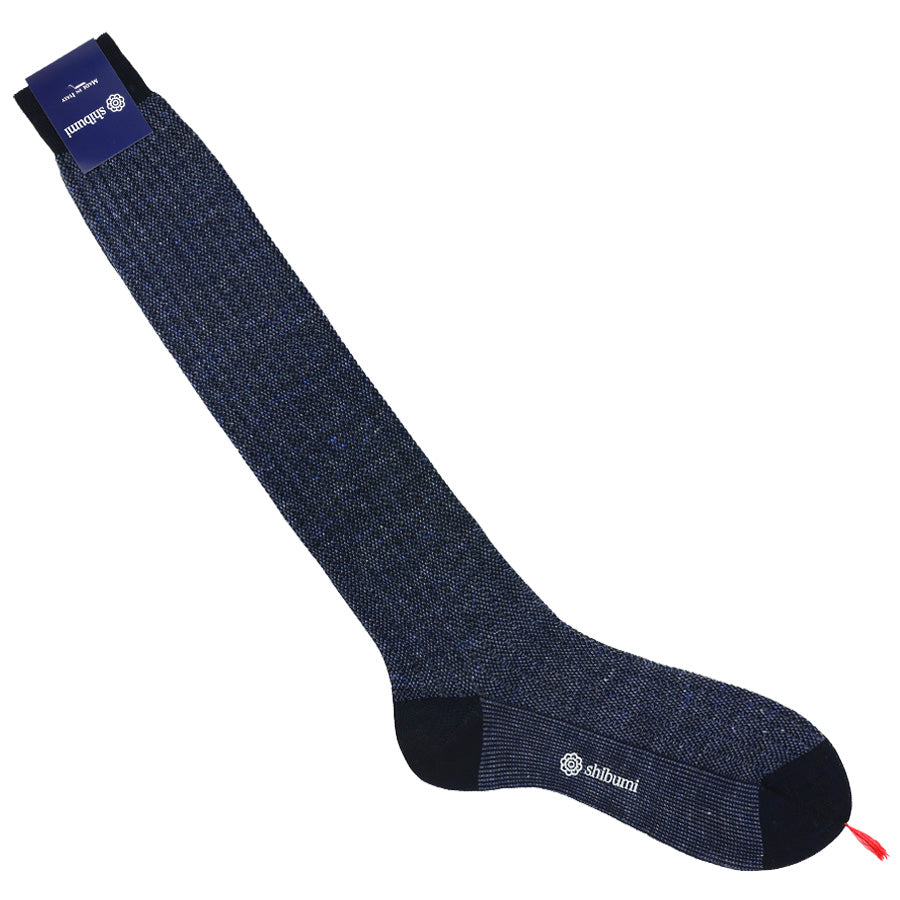Knee Socks - Birdseye - Navy - Cotton/Linen