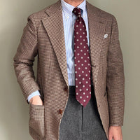 Shibumi-Flower Jacquard Silk Tie - Burgundy - Hand-Rolled