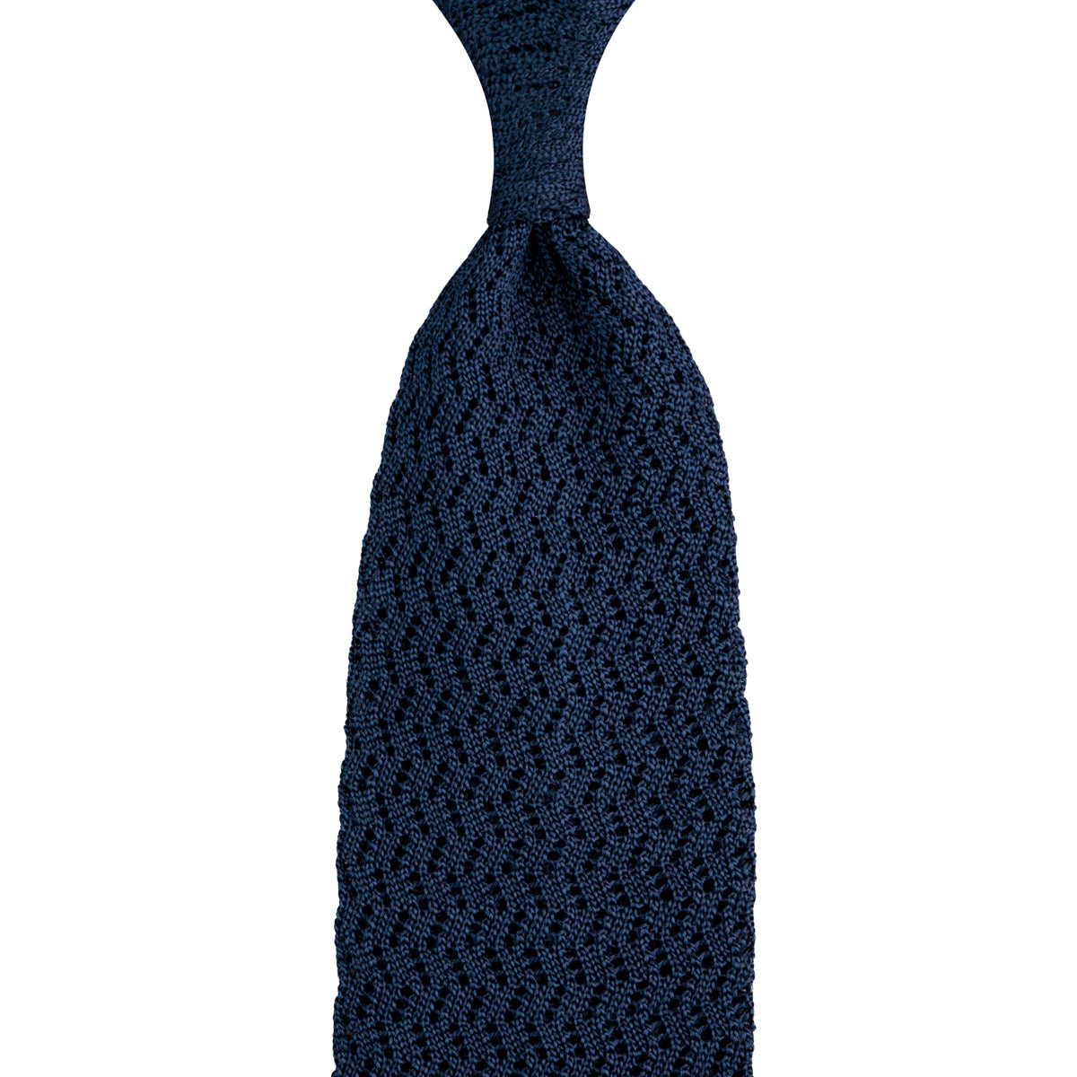 Zigzag Silk Knit Tie - Navy | Shibumi Firenze