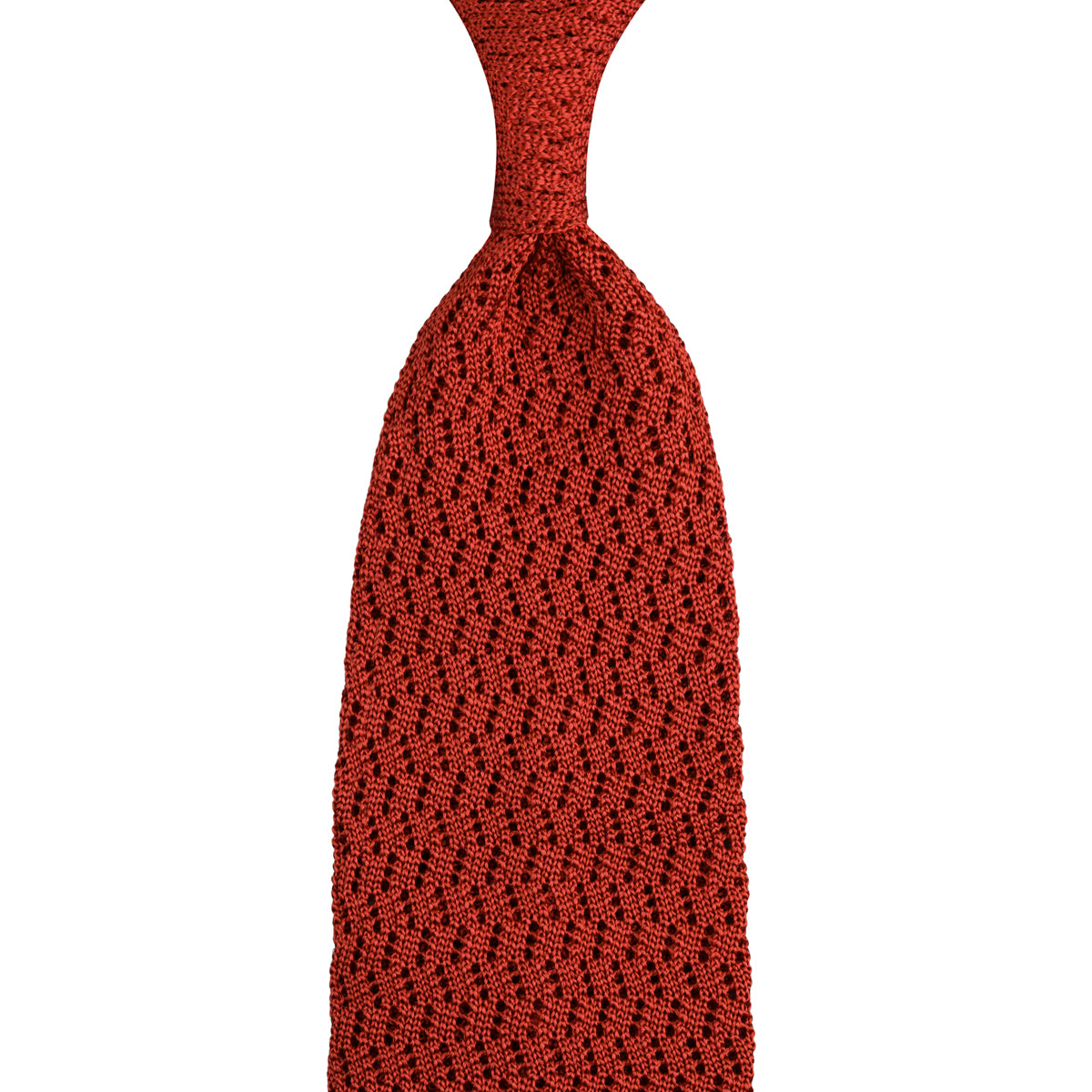 Zigzag Silk Knit Tie - Rust | Shibumi Firenze