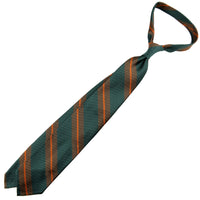Super Repp Stripe Silk Tie - Forest / Brown / Orange