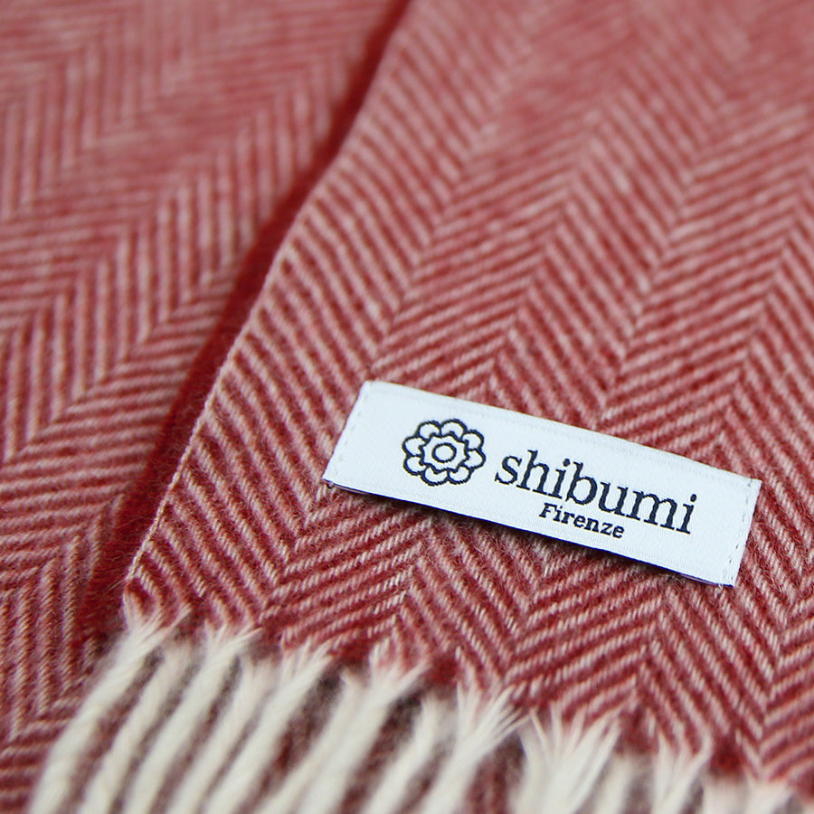 Cashmere Herringbone Scarf - Cherry