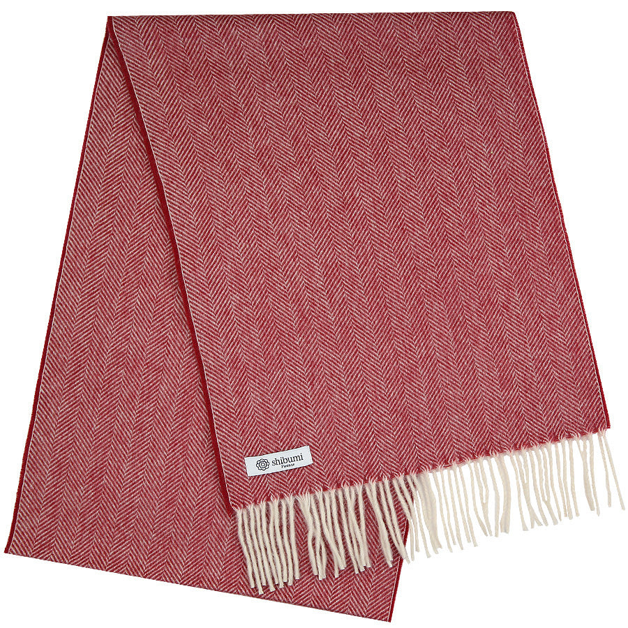 Cashmere Herringbone Scarf - Cherry