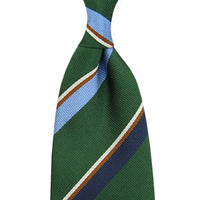 Bespoke Repp Stripe Silk Tie - Forest Green
