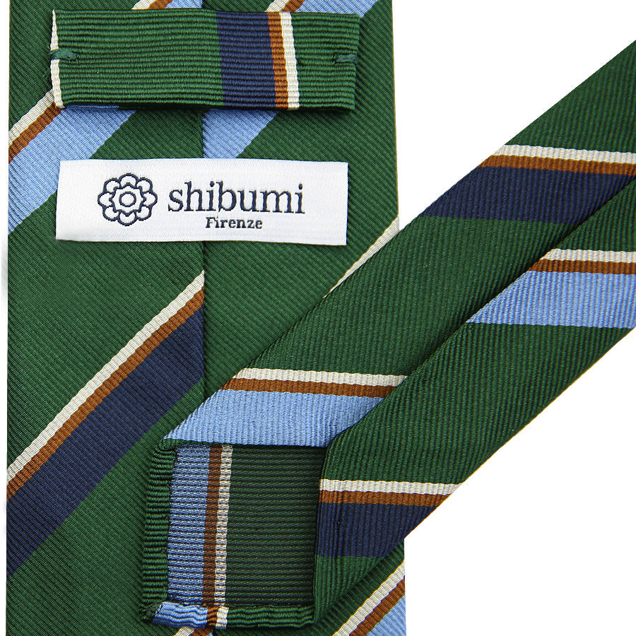 Bespoke Repp Stripe Silk Tie - Forest Green