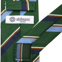 Bespoke Repp Stripe Silk Tie - Forest Green