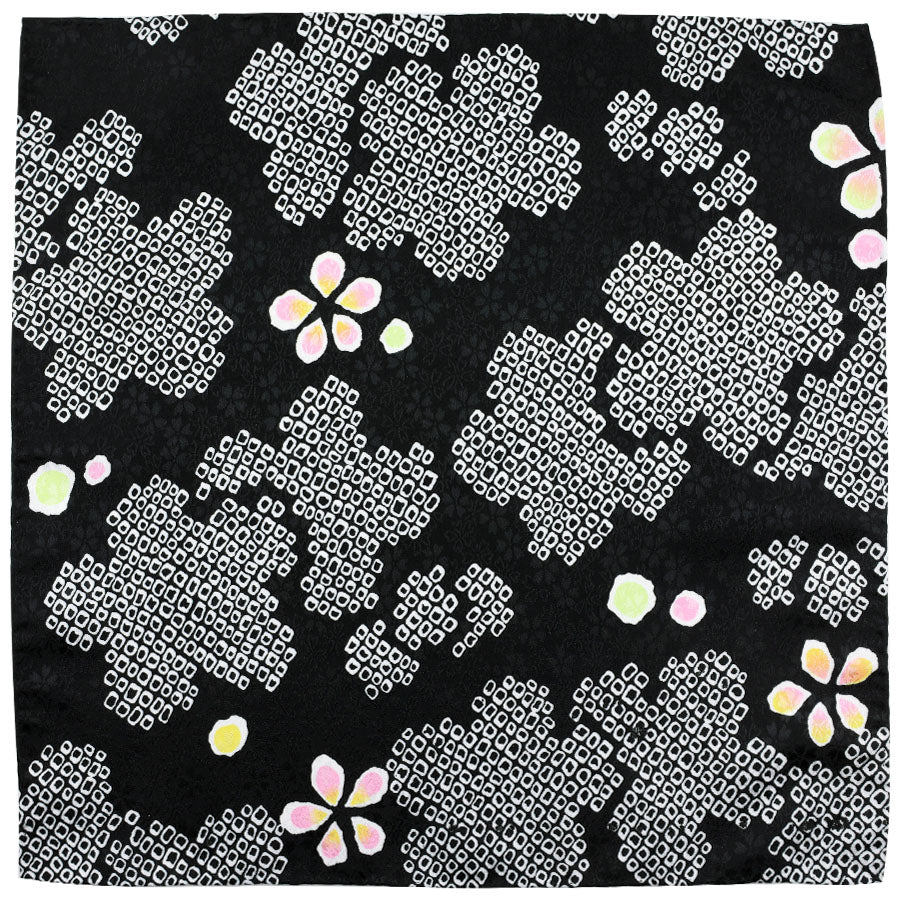 Vintage Kimono Silk Pocket Square - Black