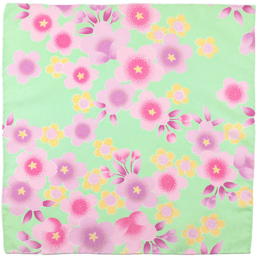 Vintage Kimono Silk Pocket Square - Mint