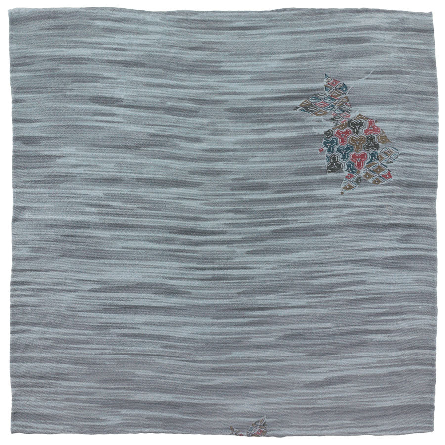 Vintage Kimono Silk Pocket Square - Slate