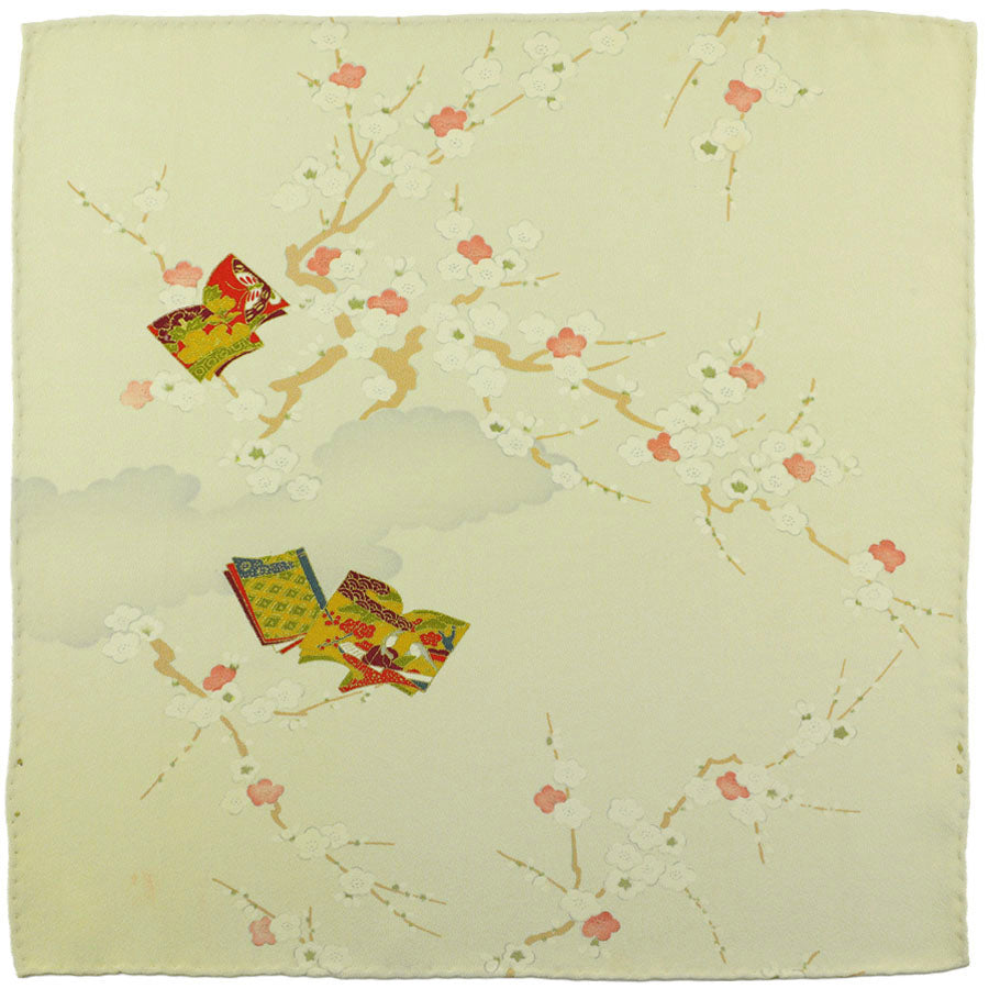 Vintage Kimono Silk Pocket Square - Light Olive Green