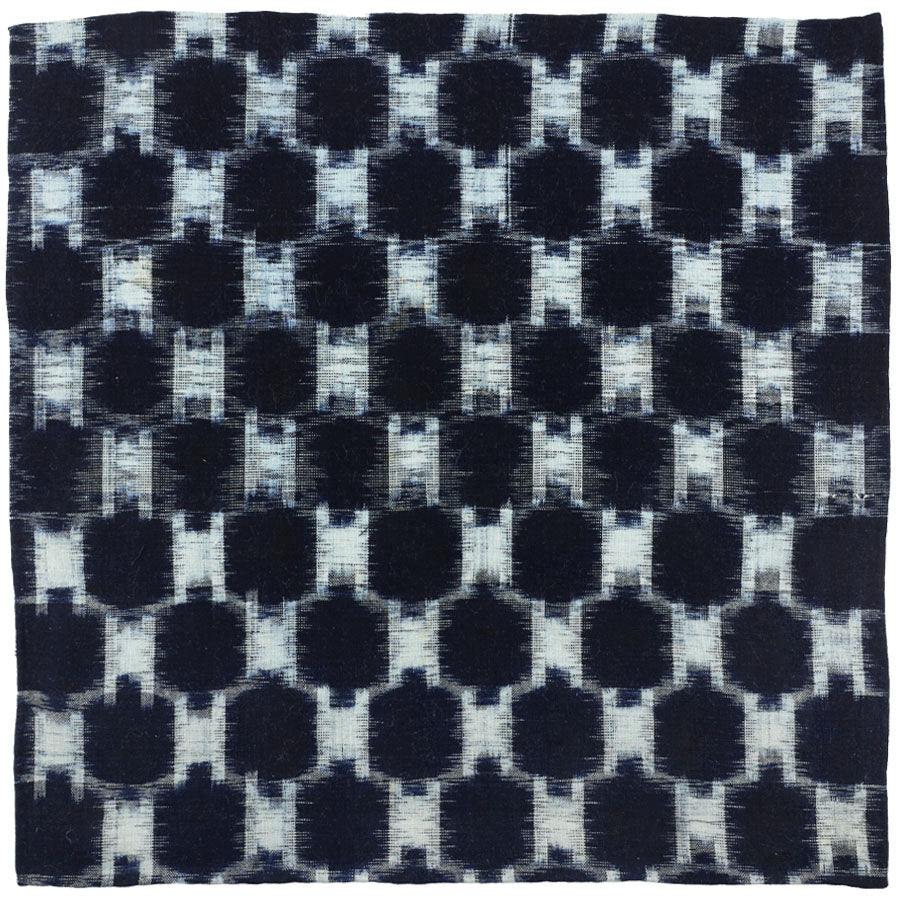 Vintage Kimono Silk Pocket Square - Navy / Grey