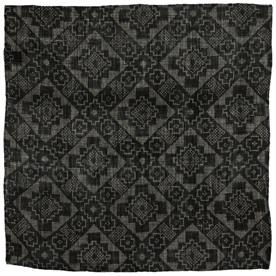 Vintage Kimono Silk Pocket Square - Graphite