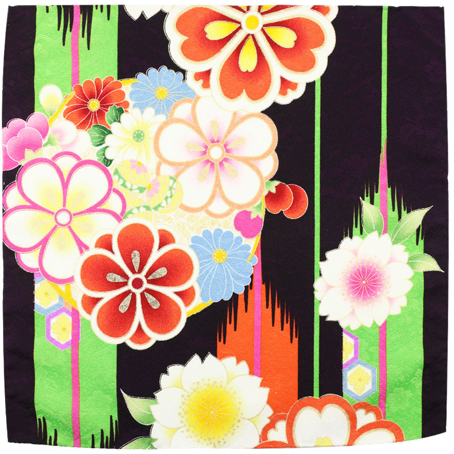 Vintage Kimono Silk Pocket Square - Eggplant