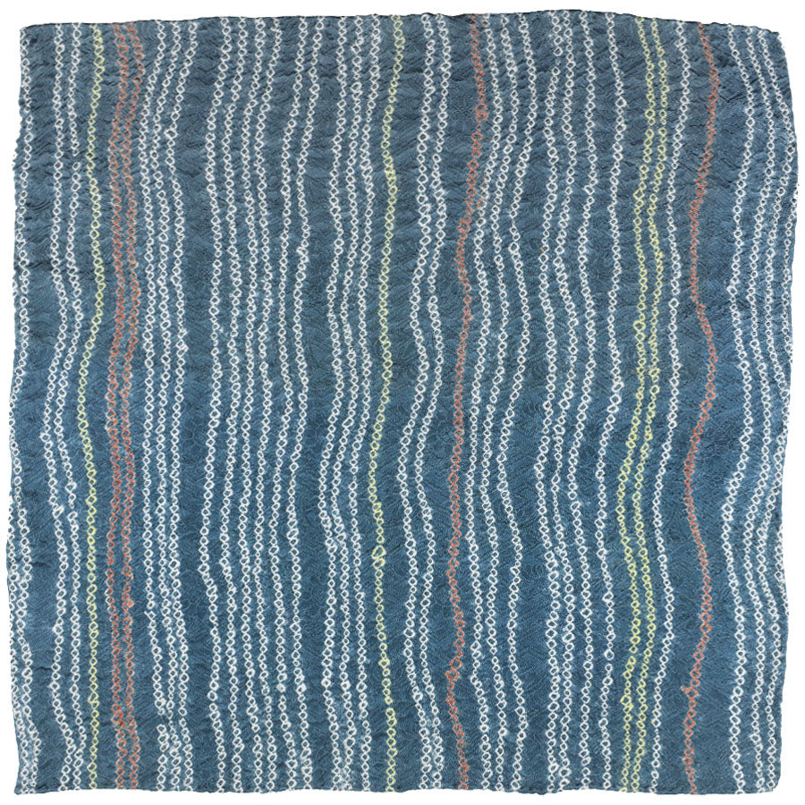 Vintage Kimono Silk Pocket Square - Steel Blue