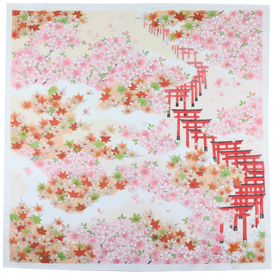 Kyoto Motif Cotton Handkerchief - Pink II