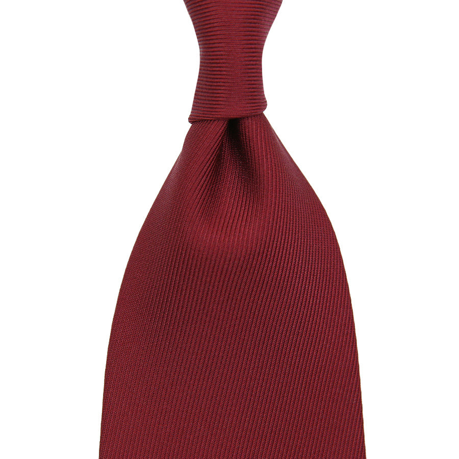 50oz Plain Dyed Silk Tie - Cherry - Hand-Rolled