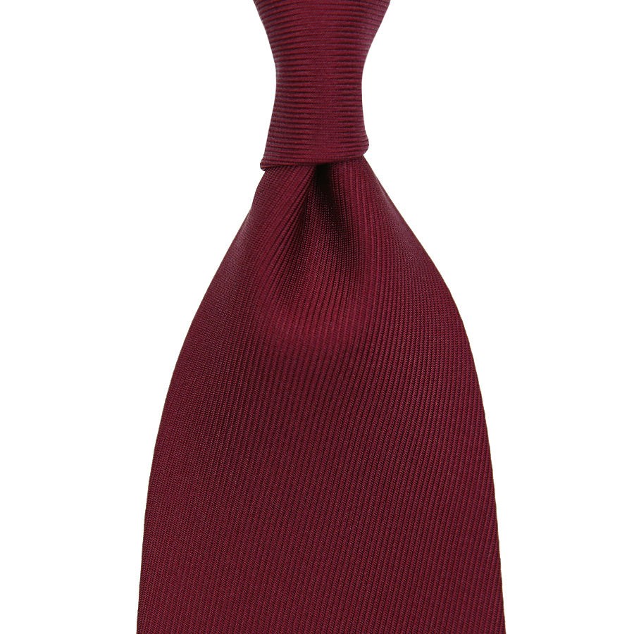 50oz Plain Dyed Silk Tie - Burgundy - Hand-Rolled